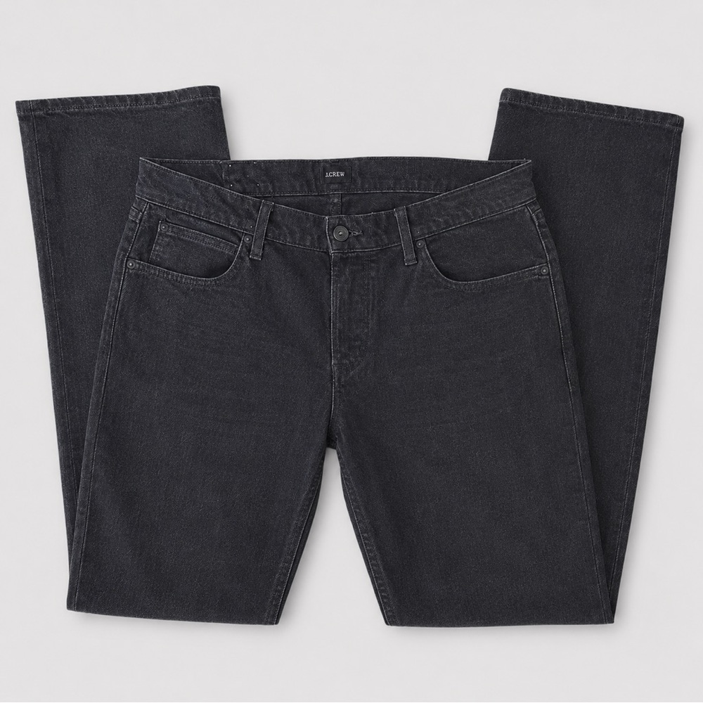 Hudson Jeans Mens 34 x 33 Black Denim Wilde Relaxed Straight Leg Button Fly Flaw